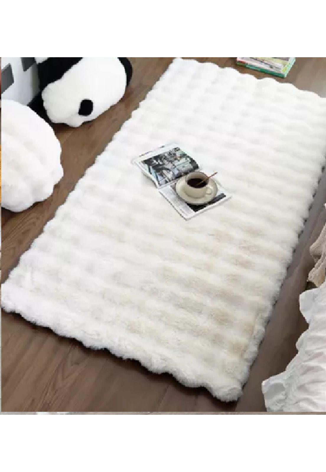 Alfombra Sofá Antideslizante para Baño, Gato o Dormitorio 40x60 cm Blanca-3