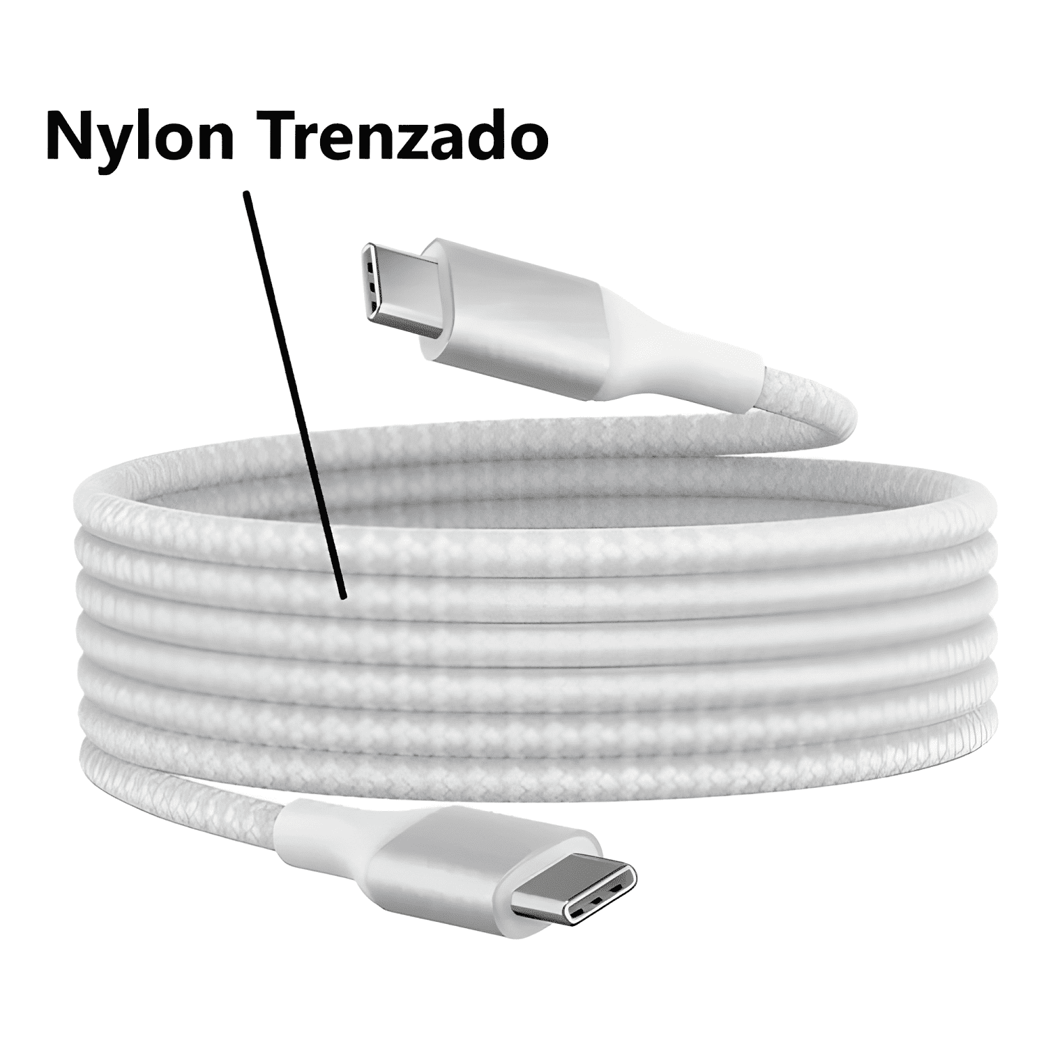Cable tipo c a tipo c 60w nylon trenzado carga rápida 1m-2