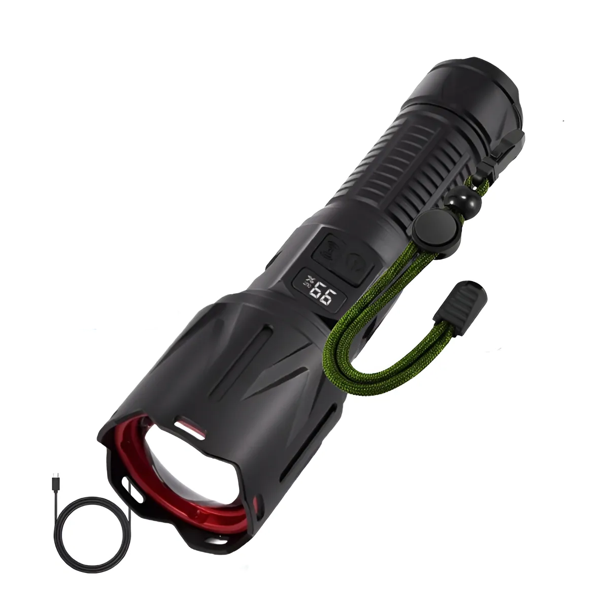 12000lm Linterna Led Táctica Recargable Con Sirena-0