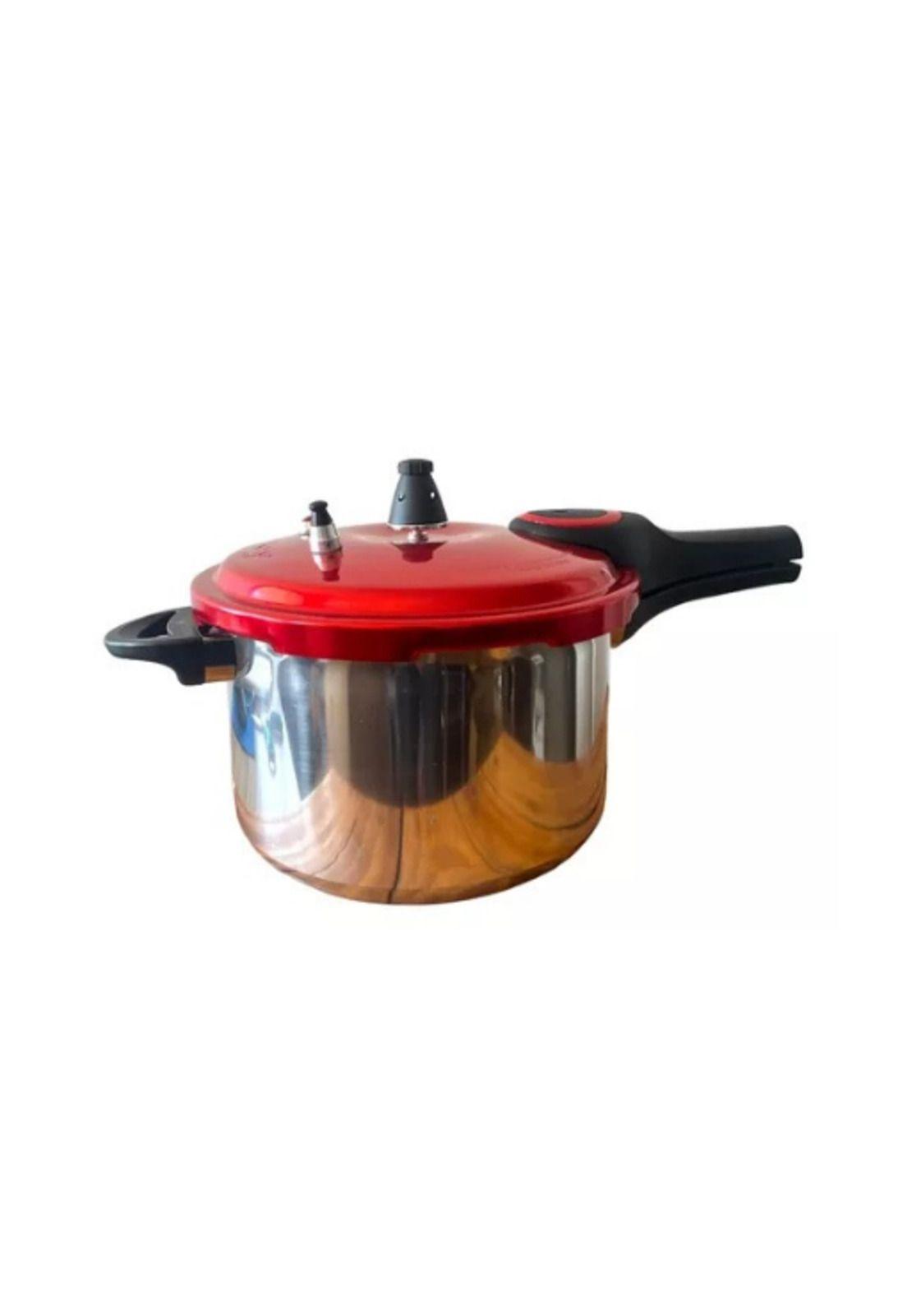 Olla a presión de aluminio Keep, 6000 ml, 3 válvulas, color plateado/rojo-2