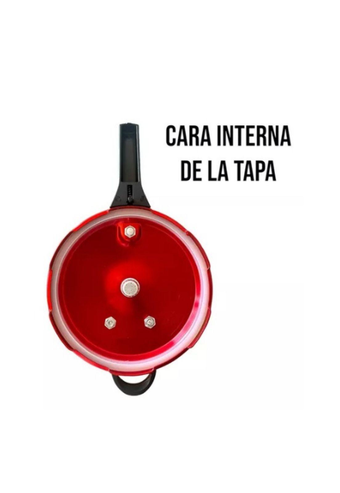 Olla a presión de aluminio Keep, 6000 ml, 3 válvulas, color plateado/rojo-5