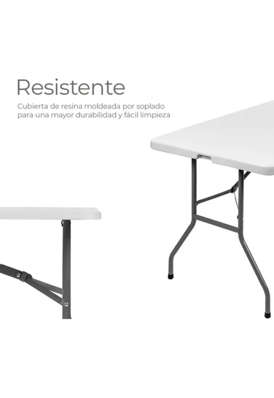 Mesa plegable camping 180x75 cm portátil color blanco-2