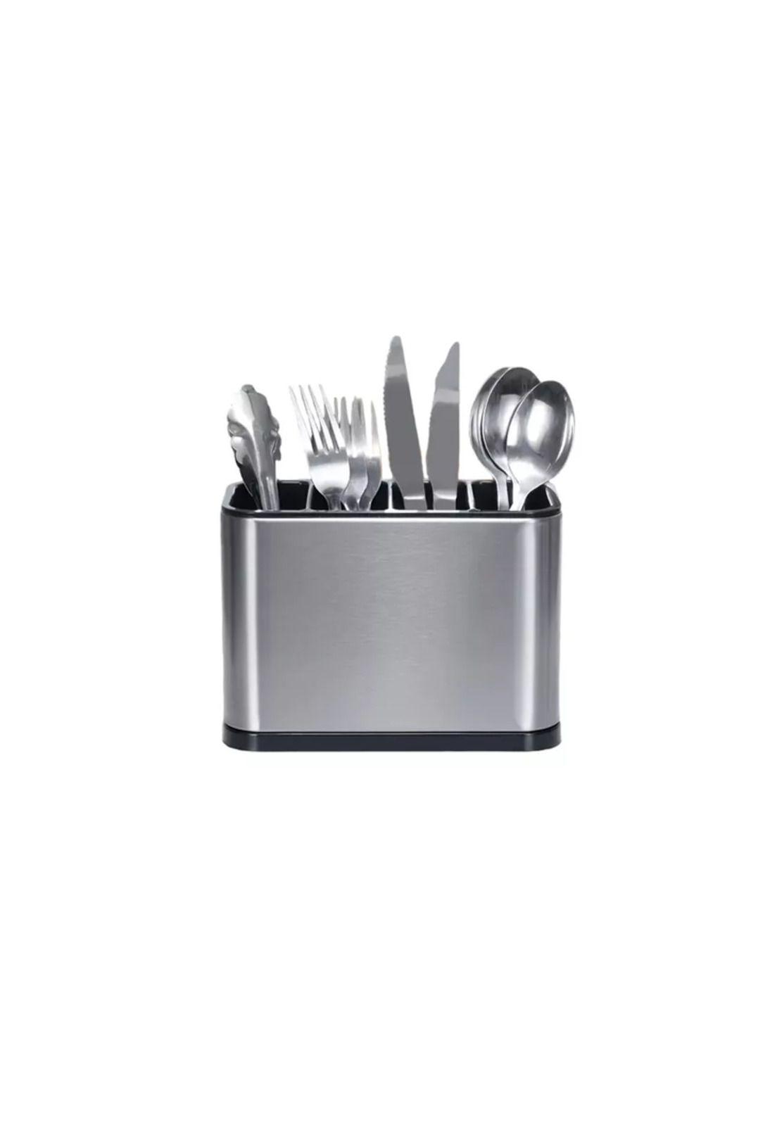 Escurridor de cubiertos organizador de utensilios acero + PP plateado-2
