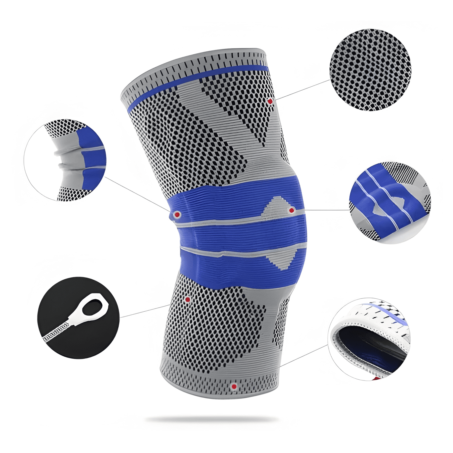 Rodillera ortopédica deportiva con soportes silicona gel #1-2