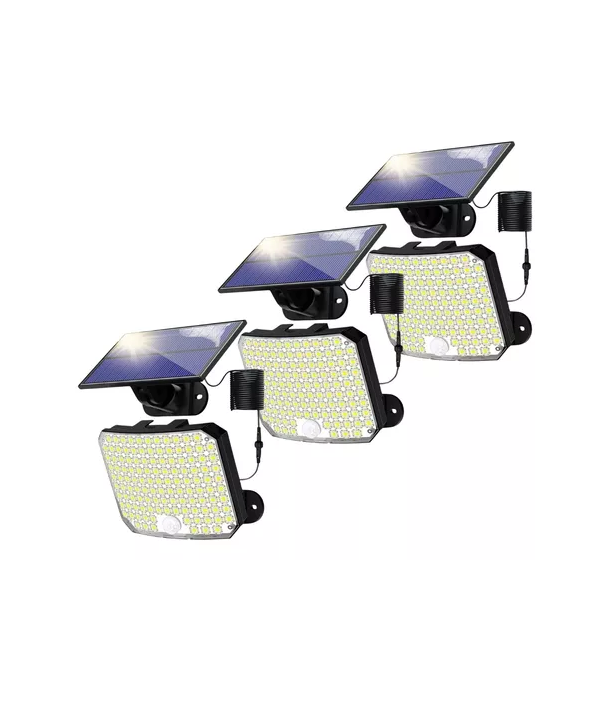 3 focos solares exteriores panel luces solares 100w negro-2