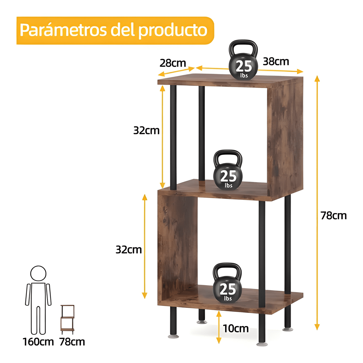 Estante librero estantería repisas madera 38x28x78cm-2