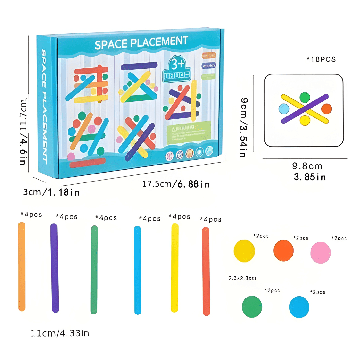 Juego didáctico patrones montessori palo arcoiris para niños-2