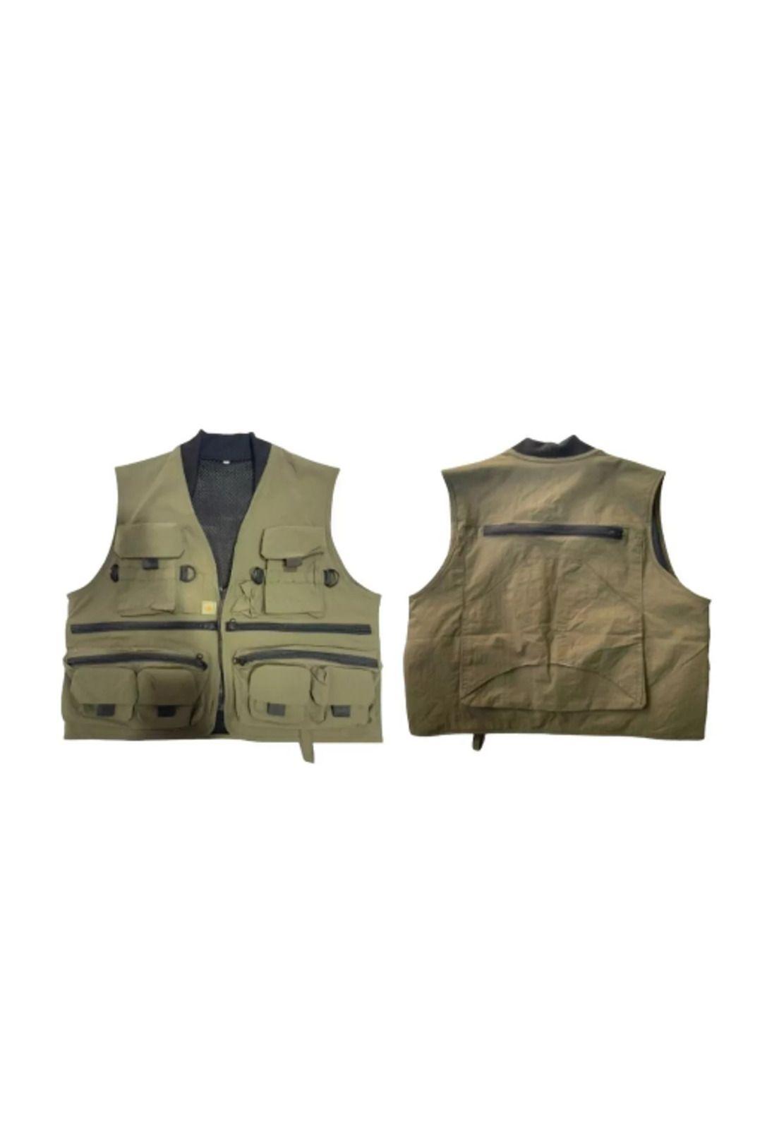 Chaqueta geólogo camping multi bolsillos pesca talla XXL, verde-2