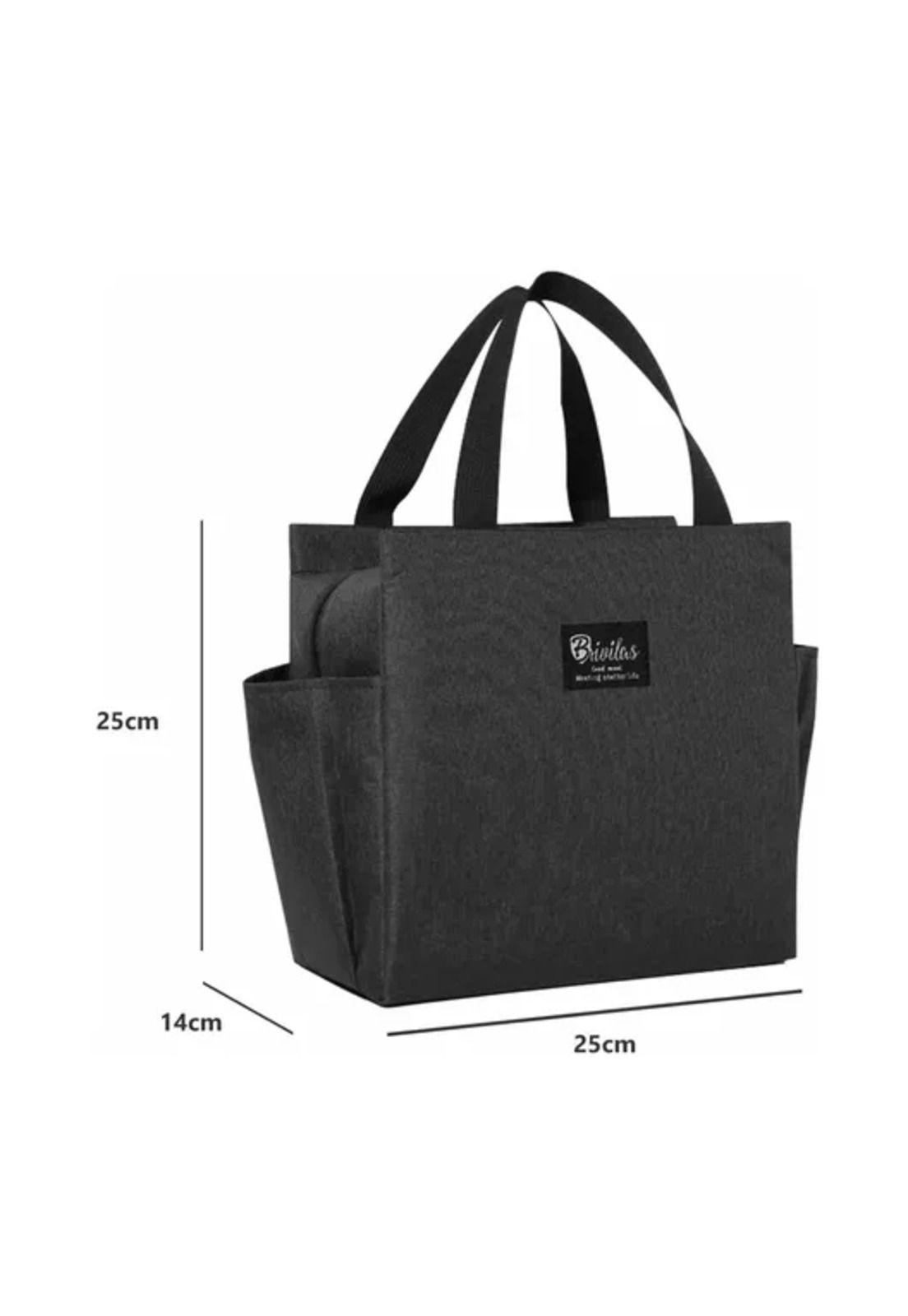 Lonchera térmica portátil para almuerzo 25x25 cm color negro-2