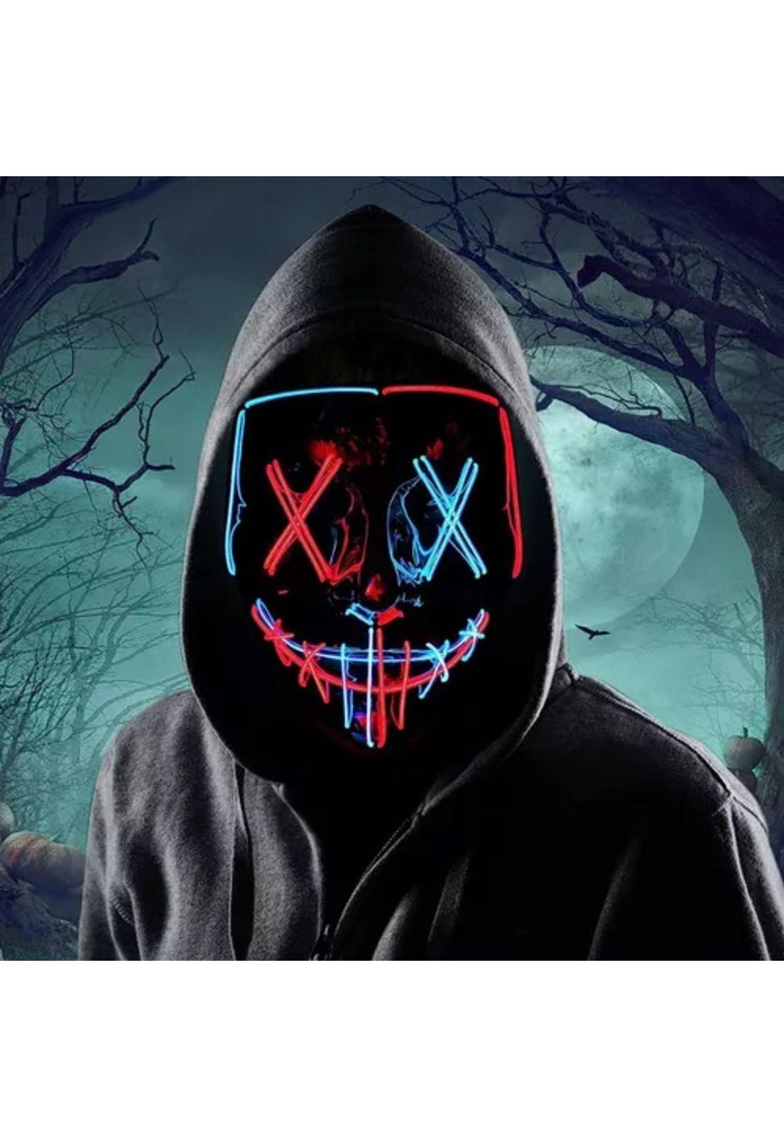 Pack de 2 máscaras LED La Purga, Halloween, terror, cosplay, color azul-5