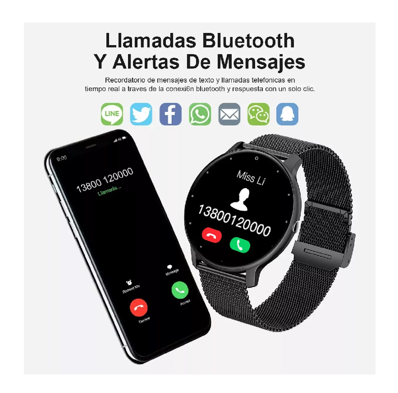 Reloj inteligente hombre mujer smartwatch llamada bluetooth-2