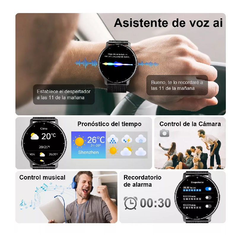 Reloj inteligente hombre mujer smartwatch llamada bluetooth-3
