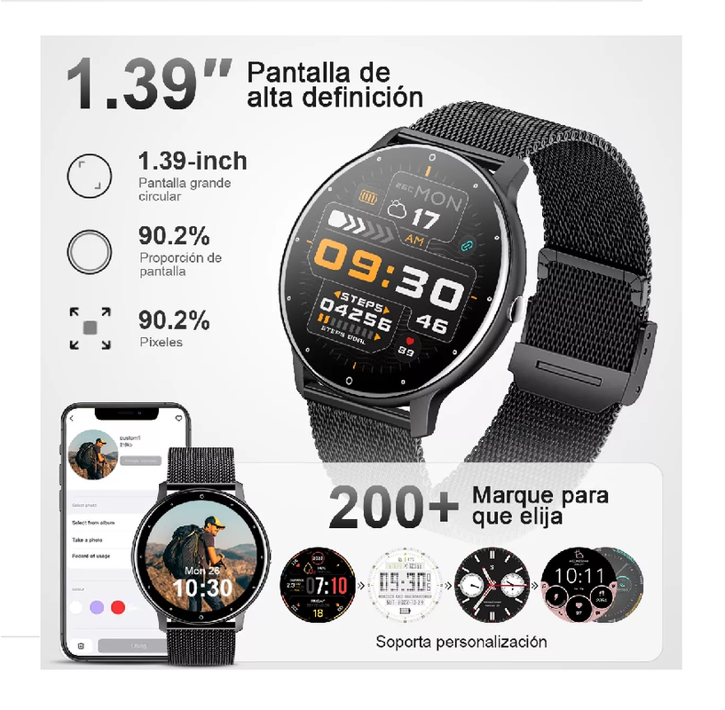 Reloj inteligente hombre mujer smartwatch llamada bluetooth-4