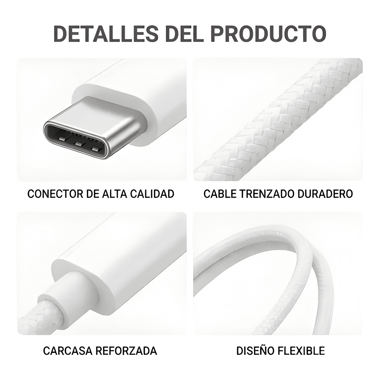Cable USB-C 60w 1m para iphone 15 16 17 tipo-c carga rápida-2