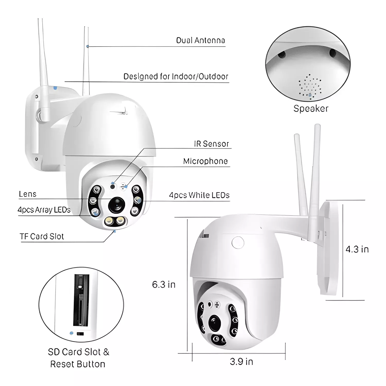 Cámara para Seguridad 360 Ip Panorámica para Blanco-2
