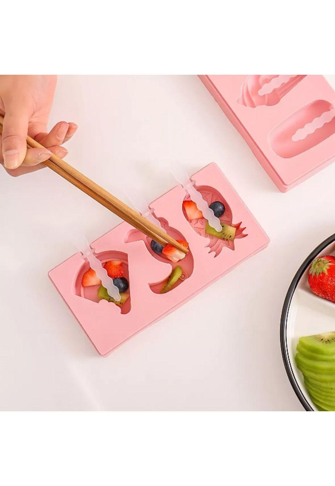Pack de 3 Moldes de Helado de Silicona para Mini Paletas Rosa-3