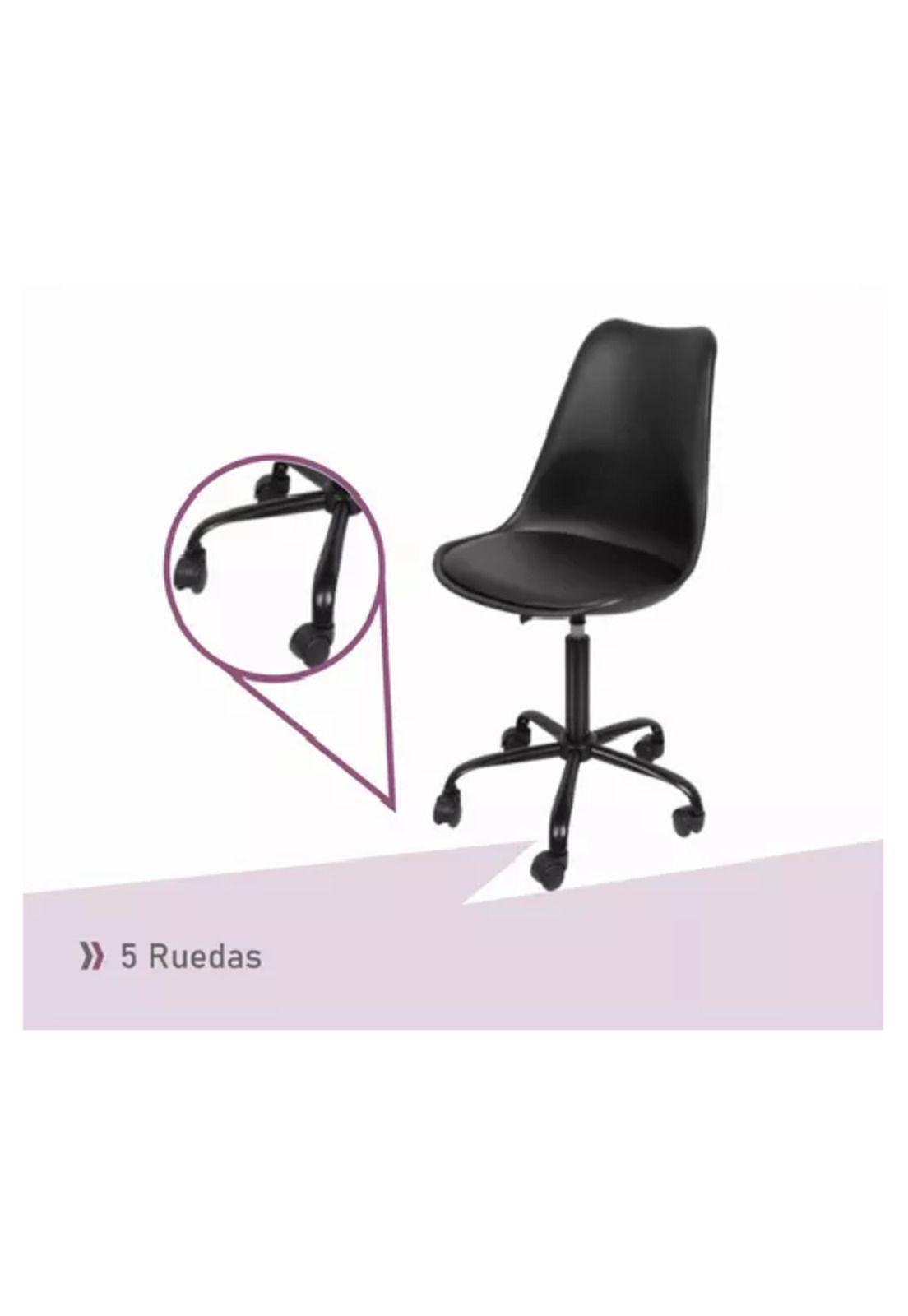 Silla de oficina Big Room Eames con ruedas minimalista color negro-2