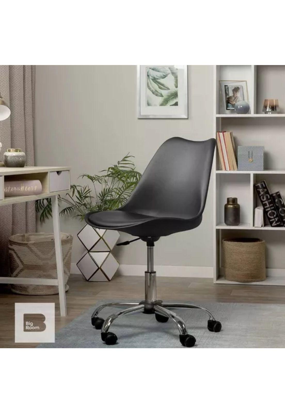 Silla de oficina Big Room Eames con ruedas minimalista color negro-3