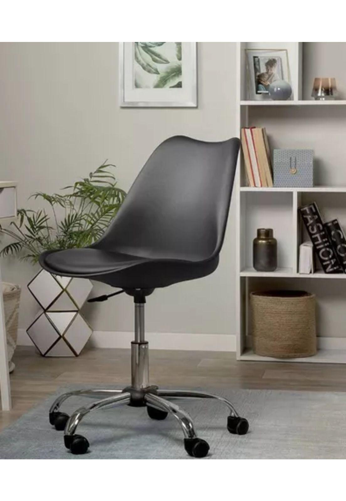 Silla de oficina Big Room Eames con ruedas minimalista color negro-4