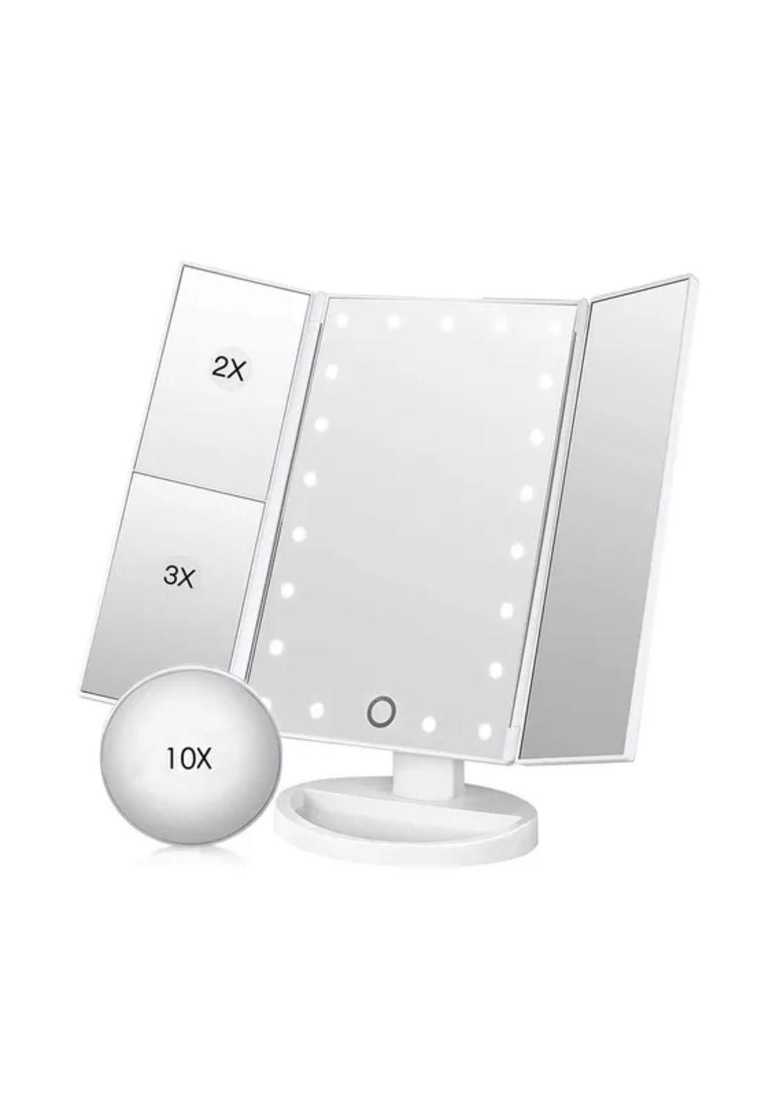Espejo Maquillaje 22 Luces LED Aumento X1, X2, X3, X10 Giratorio Blanco-4