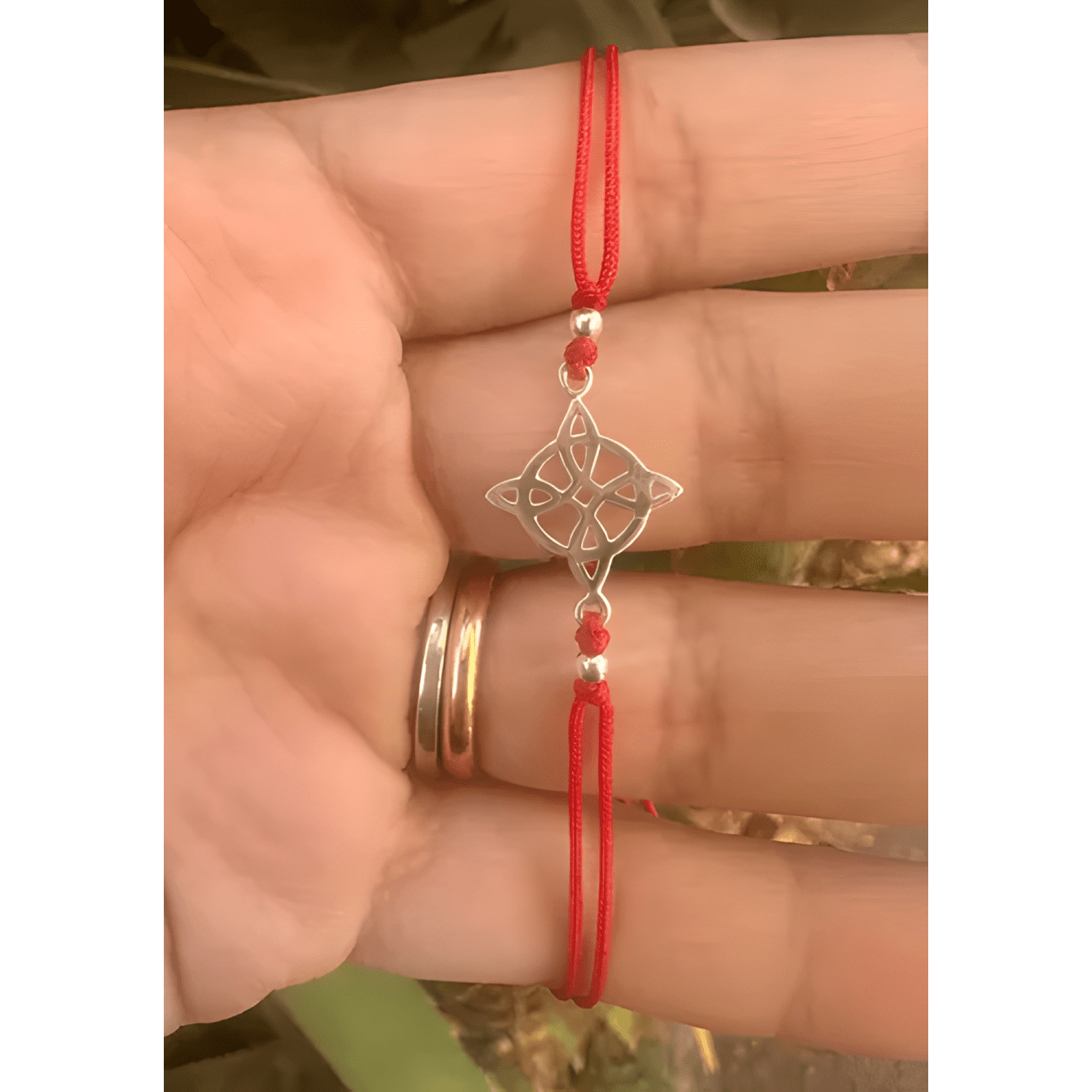 Hilo nudo de brujas plata 925 protección amuleto regalo Rojo-2