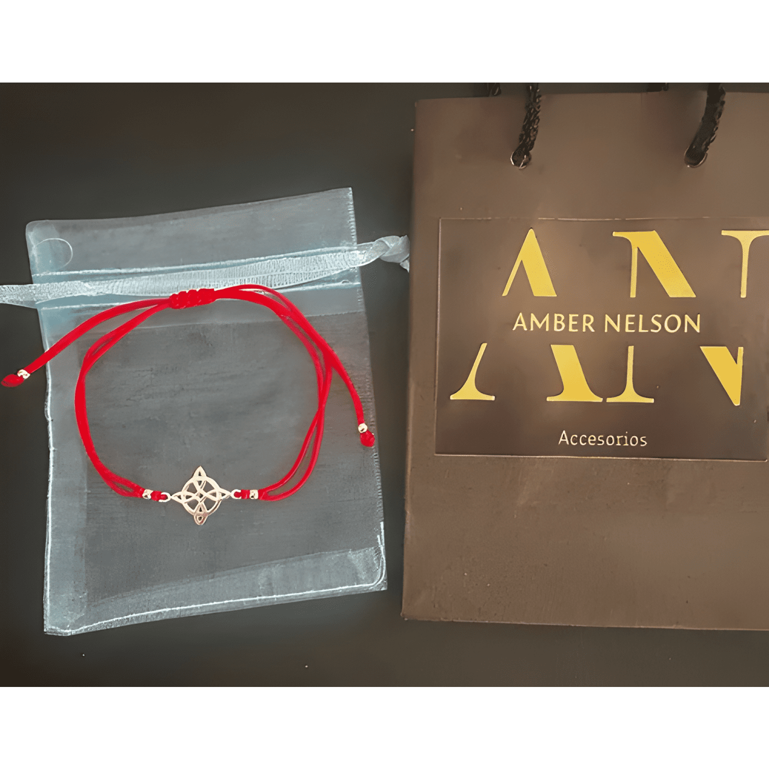 Hilo nudo de brujas plata 925 protección amuleto regalo Rojo-3