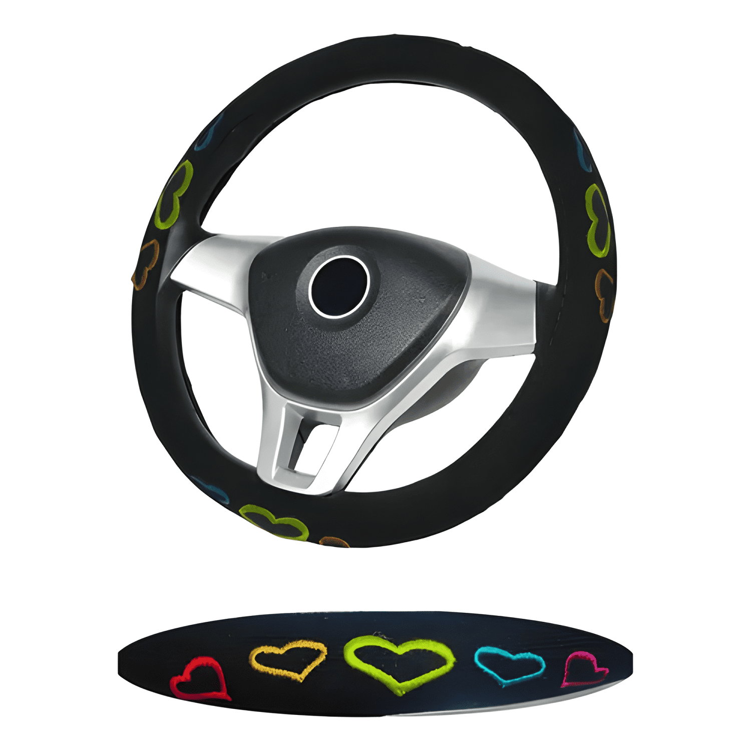 Funda Cubre Volante Auto Tela Diseño Bordado Universal Mujer-1