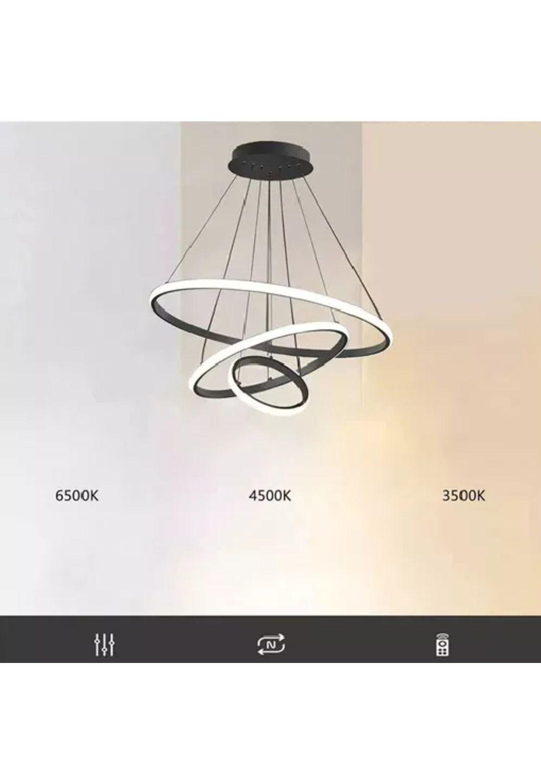 Lámpara de techo colgante led triple aro 80w multicolor-3