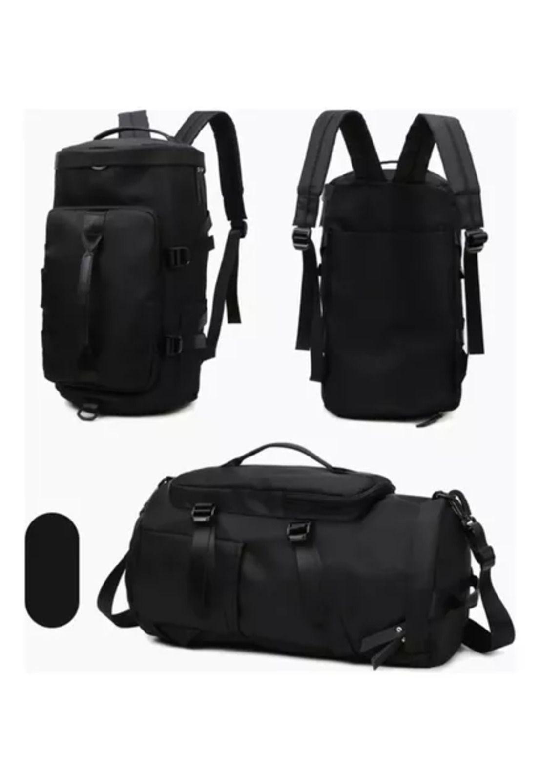 Bolso de viaje impermeable, mochila multiusos, hombro, gimnasio, color negro-2