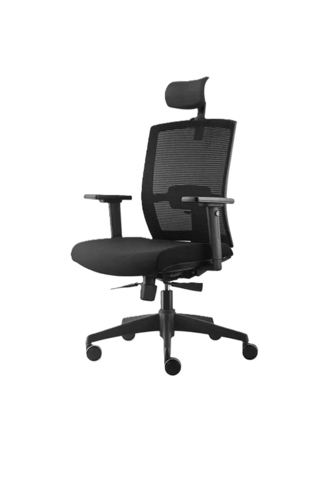 Silla de oficina Taylor Syncro con cabecero color negro-1