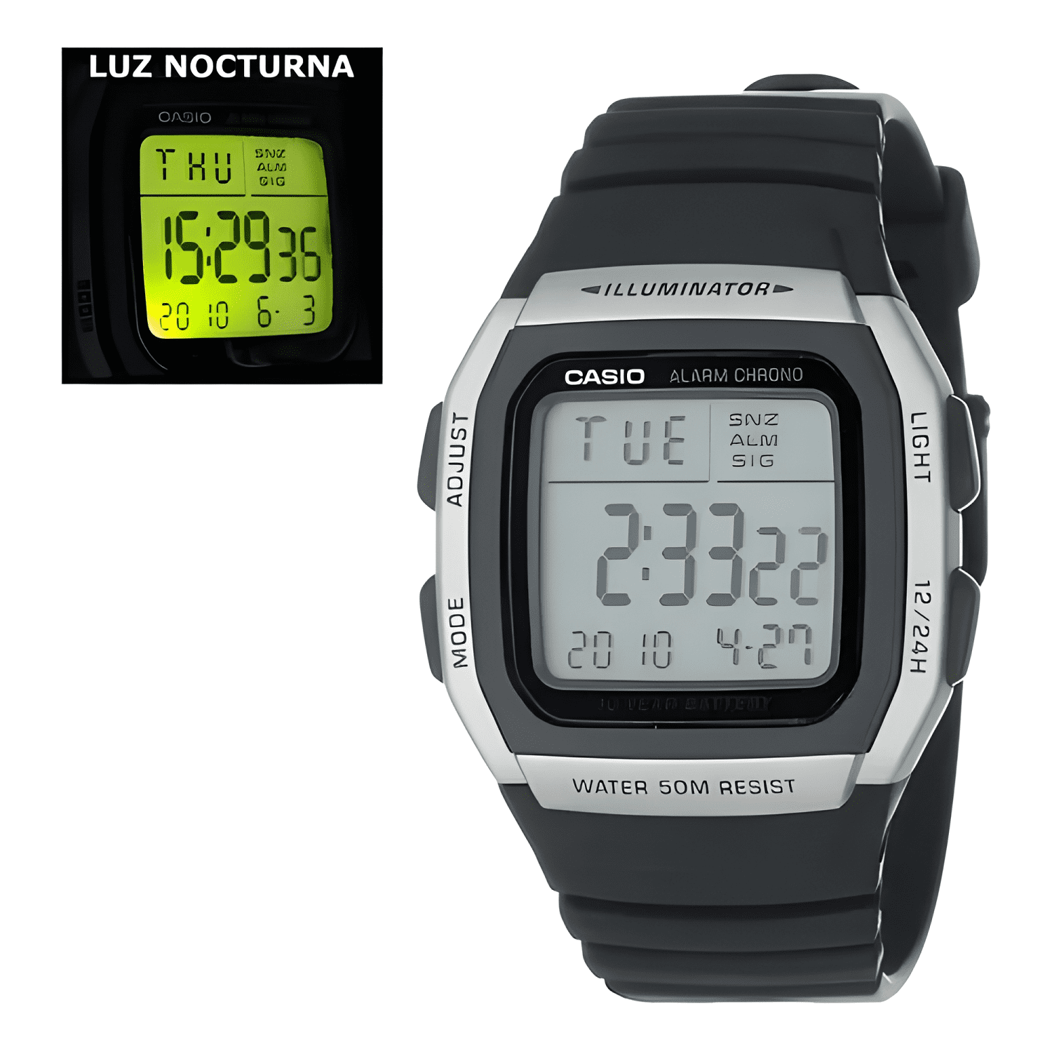 Reloj casio hombre retro w-96h-1a 10 años de bateria grat-3