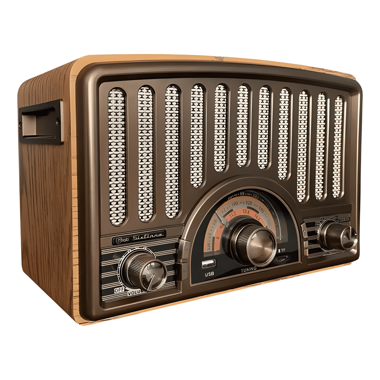 Radio parlante 9143 retro sixtinna bluetooth usb tf fm Café-0