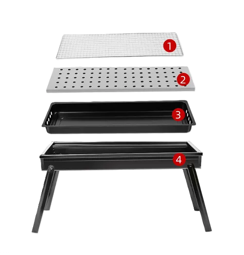 Parrilla Parrillera Para Asado Plegable Portatil Xl 60x22x29-5