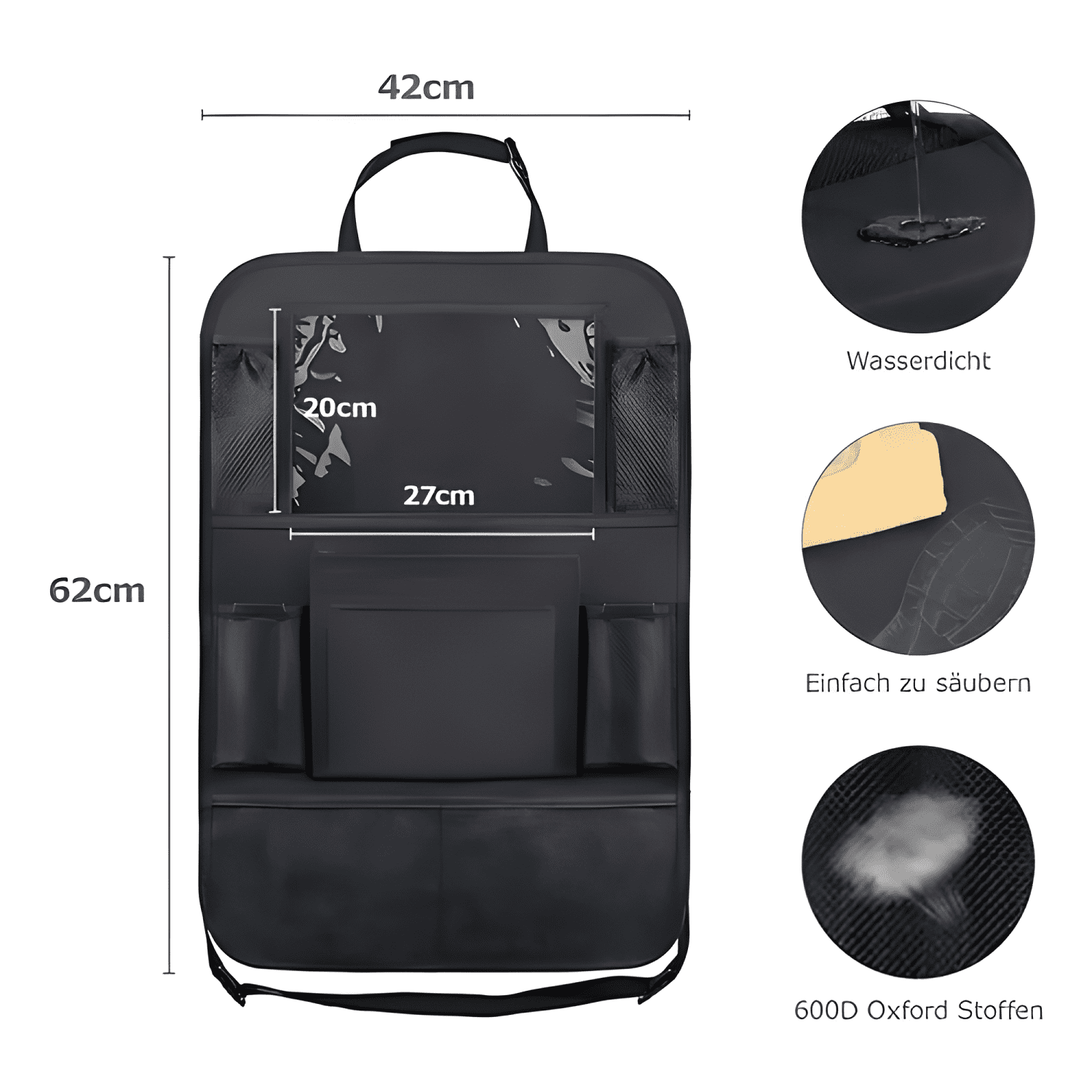 Organizador De Asiento Trasero Con Soporte Color Negro #660-1