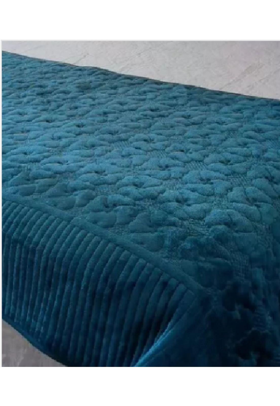 Piecera polar tela reversible 95x210 cm color verde petróleo-0
