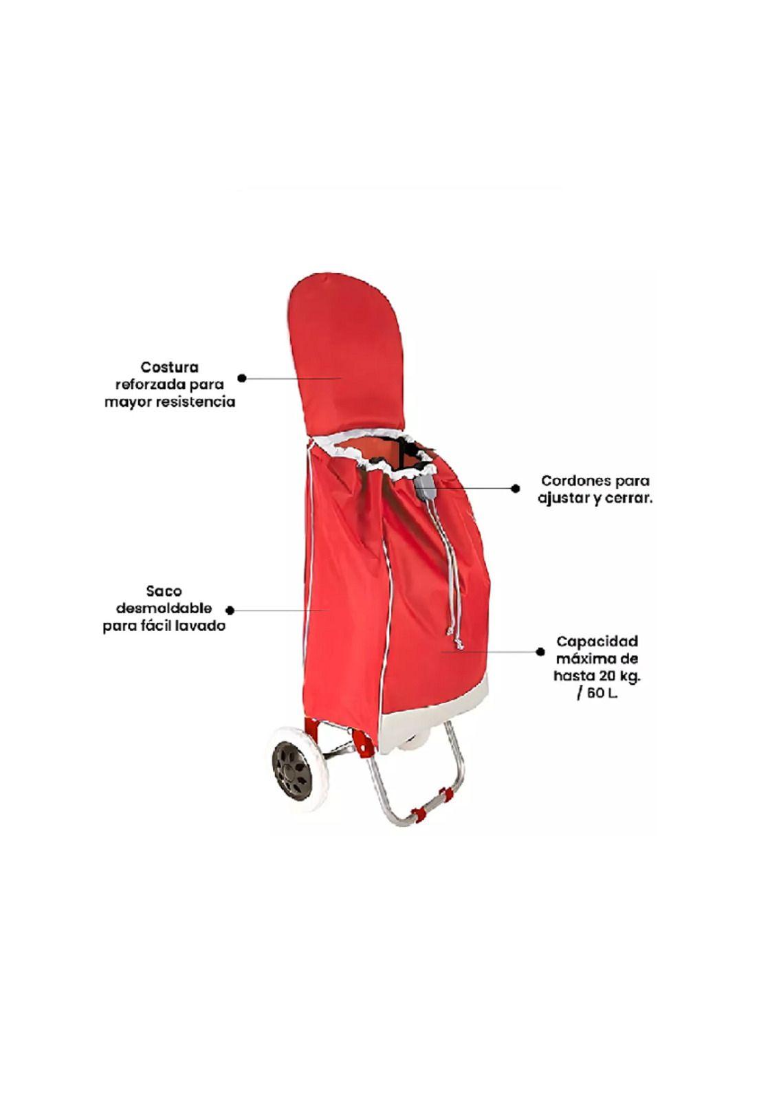 Carrito de compras plegable 30 kg color rojo-2
