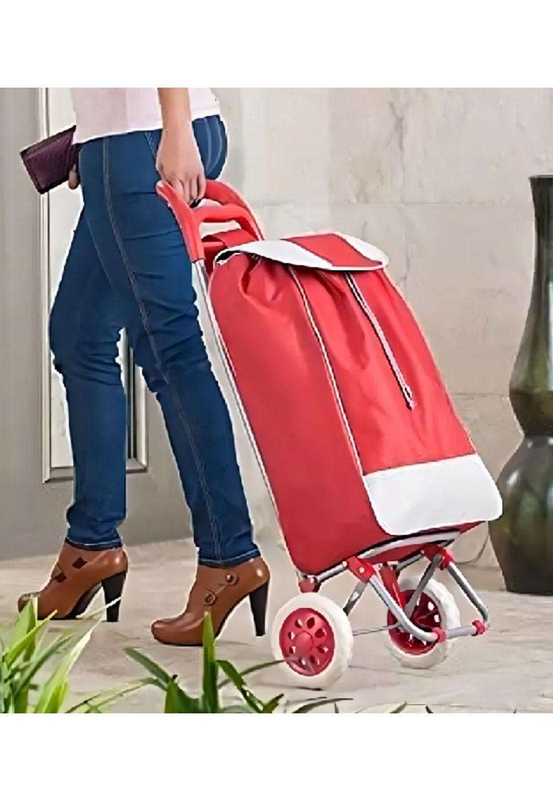 Carrito de compras plegable 30 kg color rojo-5
