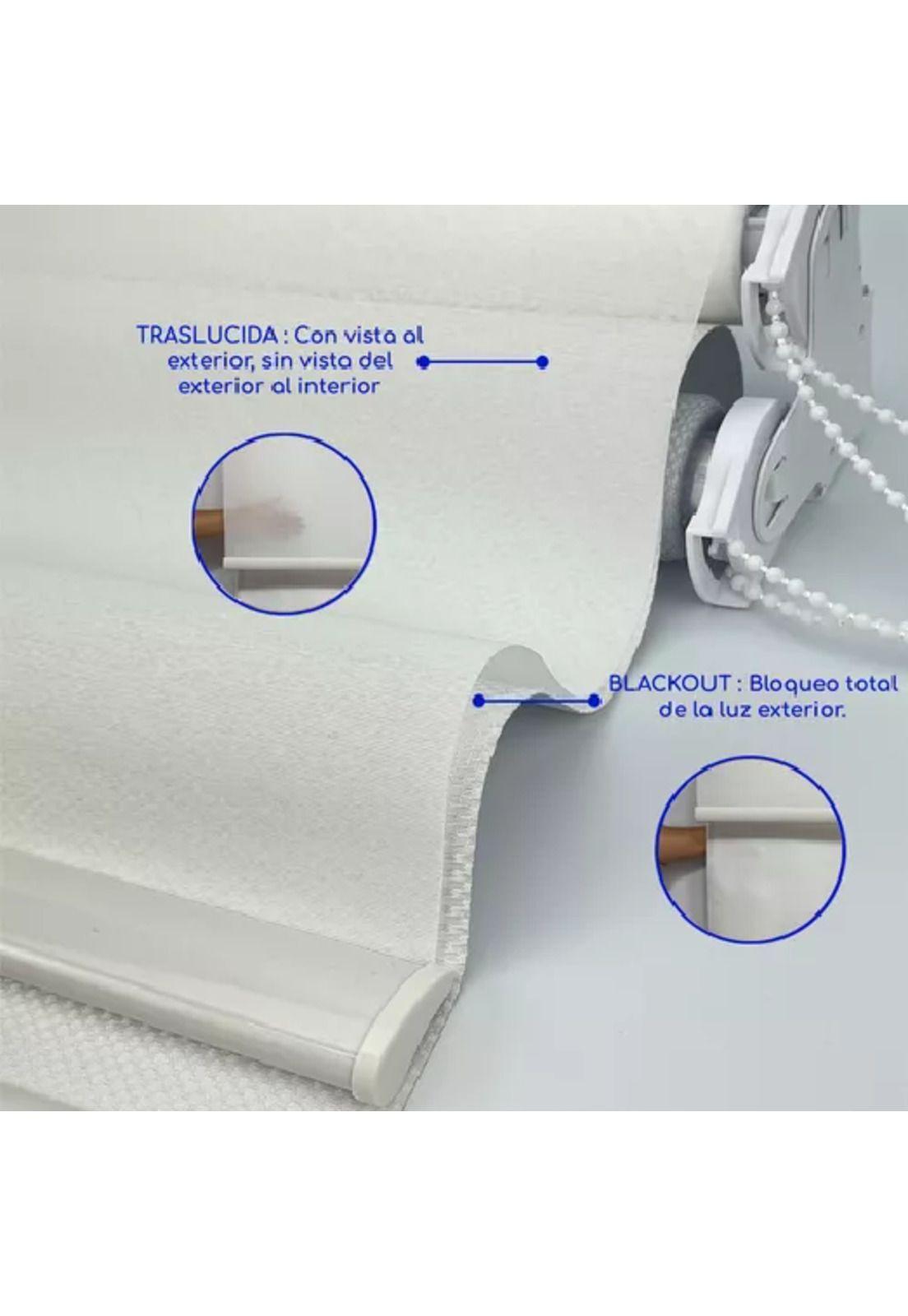 Cortina Roller Blackout 2 Paños 160x240 Doble Visillo Blanco Sin Cenefa-4