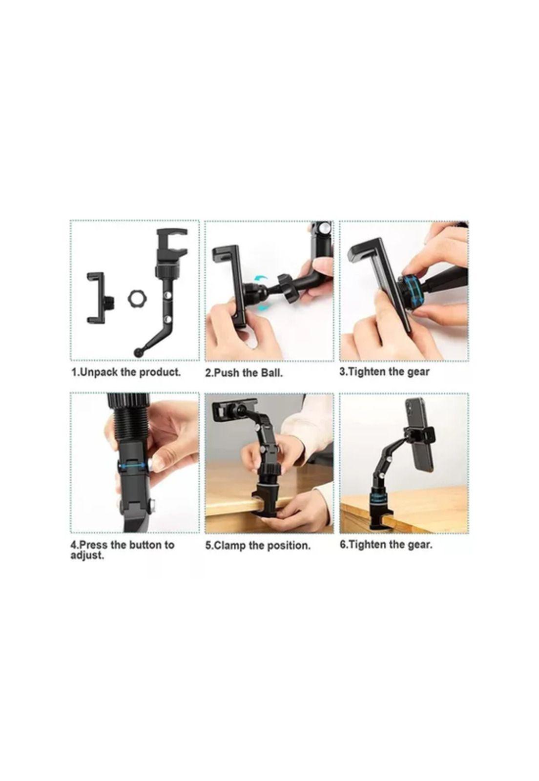 Soporte Celular Auto Retrovisor Universal De 360 Grados negro-2