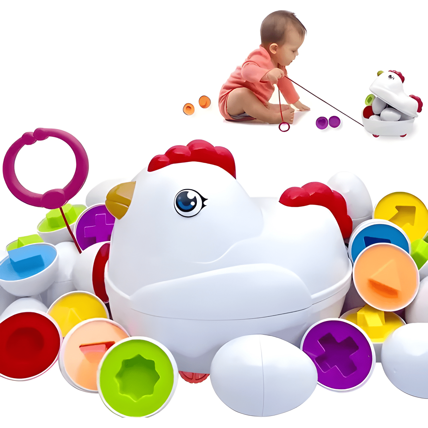 Juego didáctico gallina huevos de encaje niños #5-1