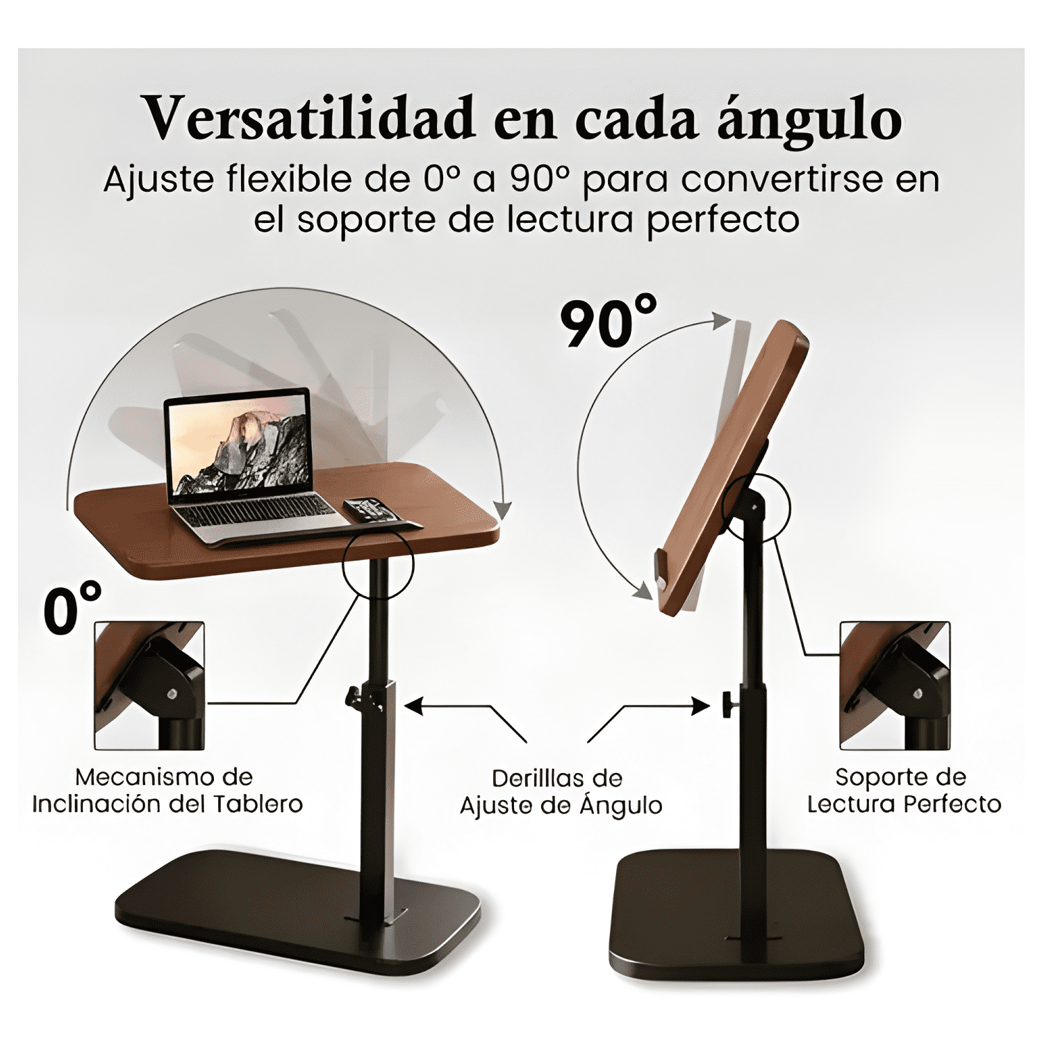 Mesa C Giratoria Regulable 45-80cm Con Bandeja Deslizable-3