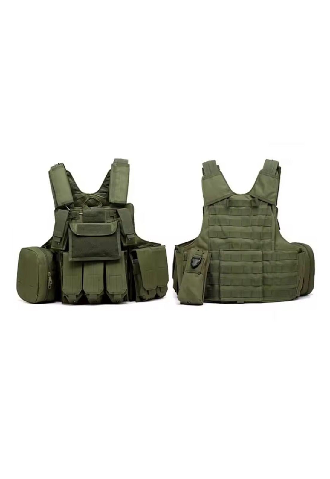 Chaleco Táctico Militar Airsoft Cira, Color Verde-1
