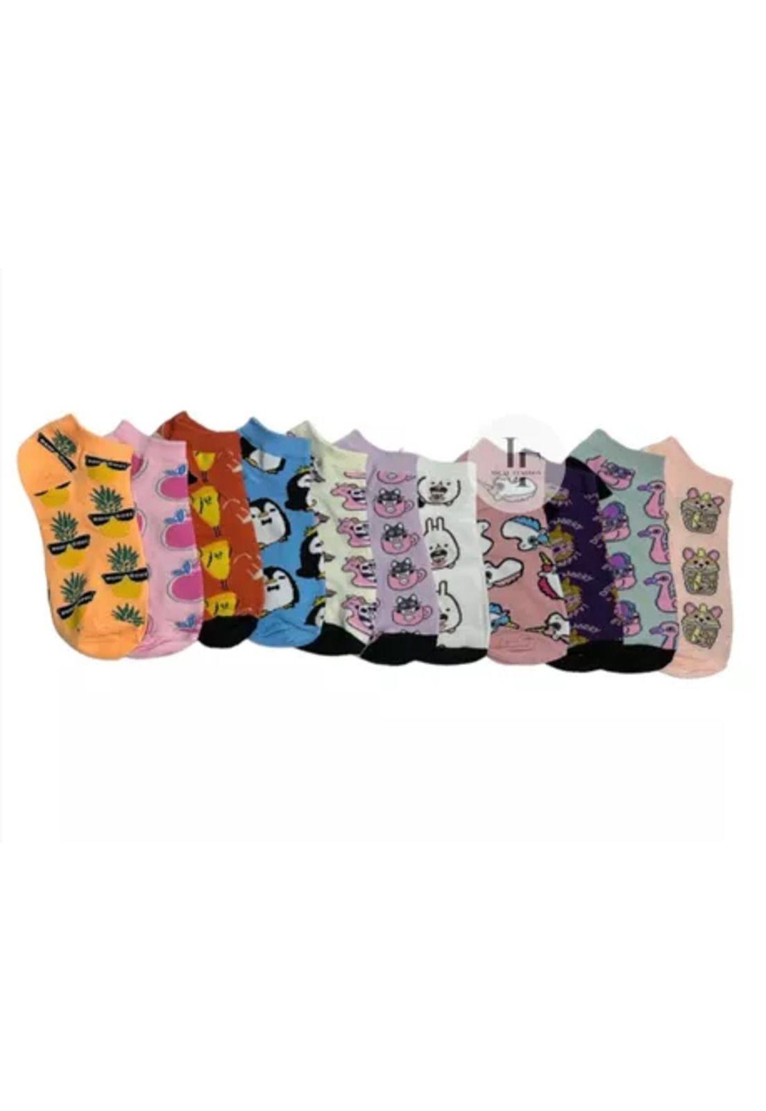 Pack de 12 calcetines para mujer, algodón, con diseños divertidos, multicolor-6