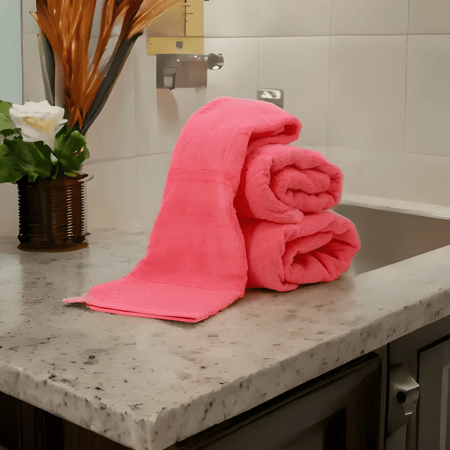 Toalla de cuerpo 70*130cm 100% algodon liso Rosa #5-2