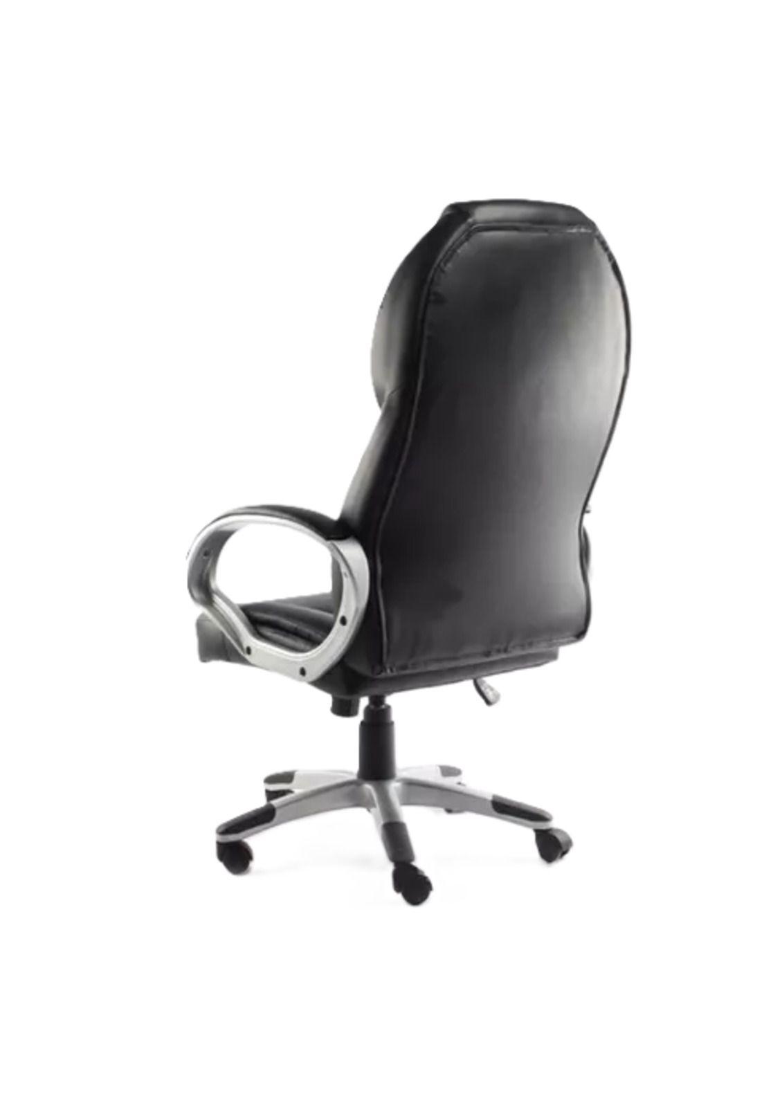 Silla de escritorio ejecutiva ergonómica con tapizado de cuero negro-3