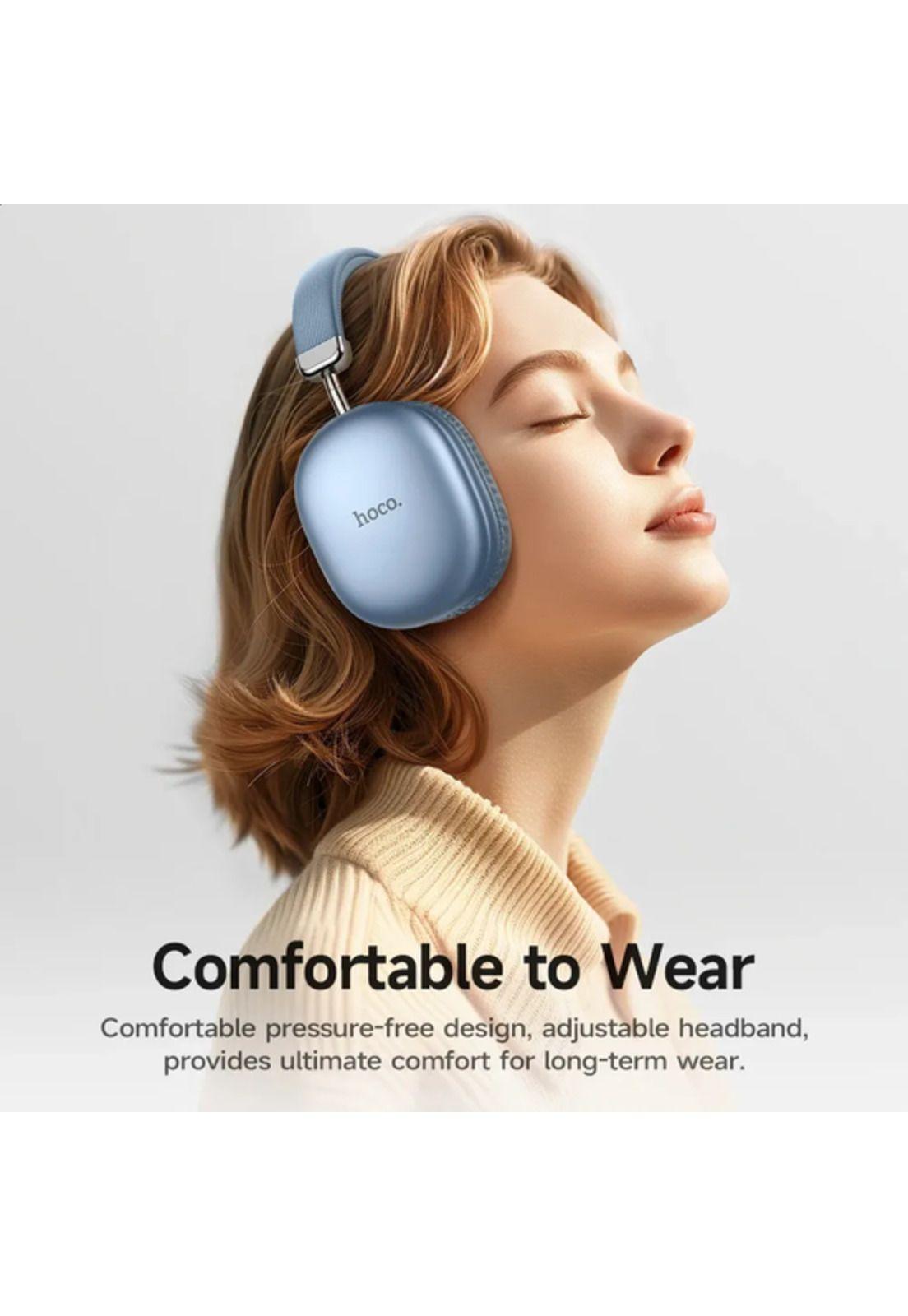 Audífono bluetooth Hoco W35 Air 45hrs para iPhone o Android blue sky-2