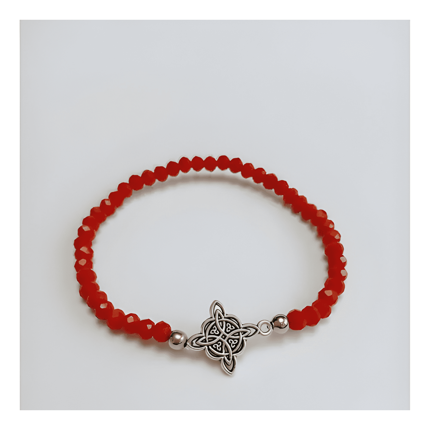 Pulsera piedras rojas amuleto nudo de bruja elástico #2-2