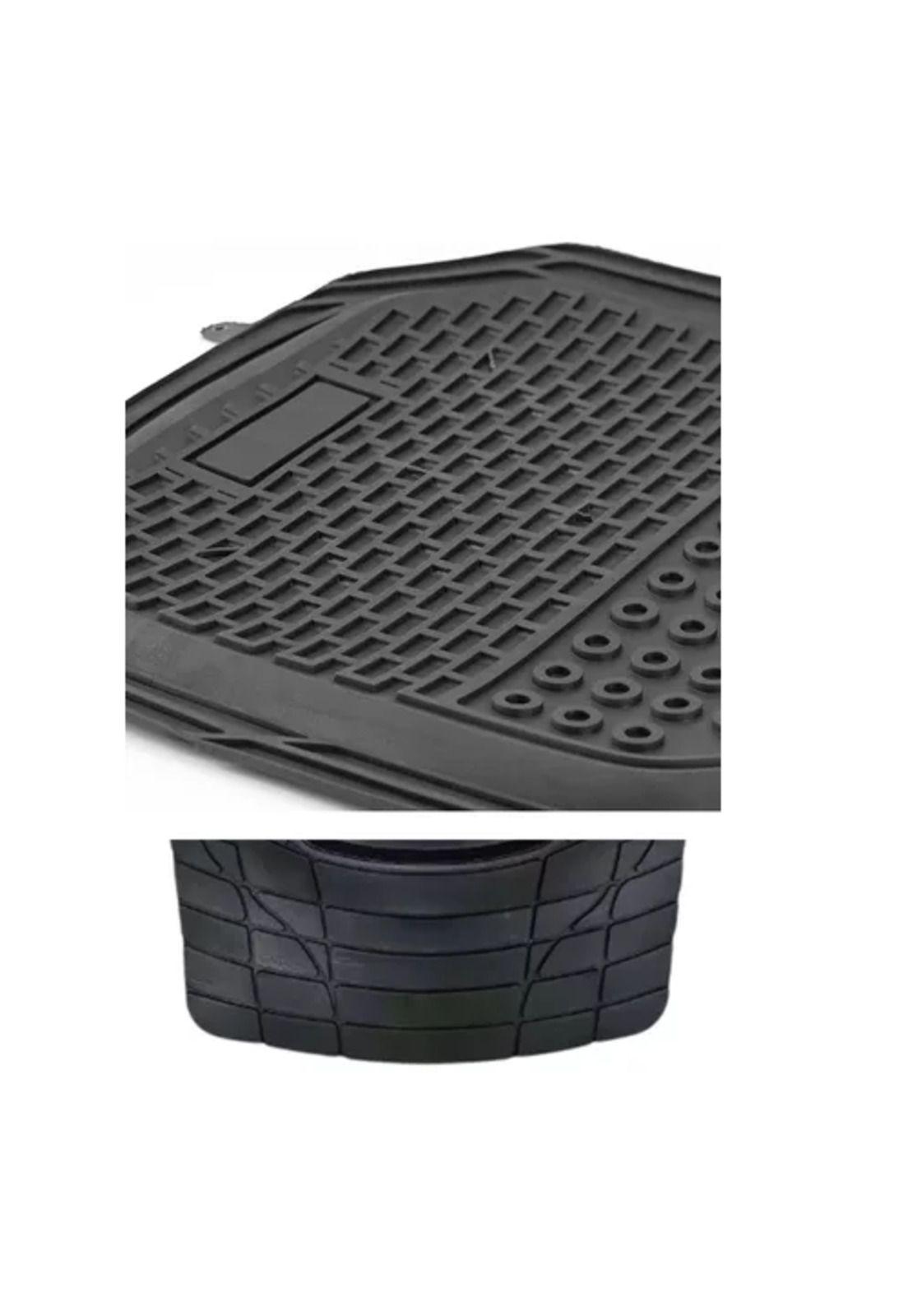 Alfombra de goma cubre piso para auto, universal, set de 4 piezas, color negro-2