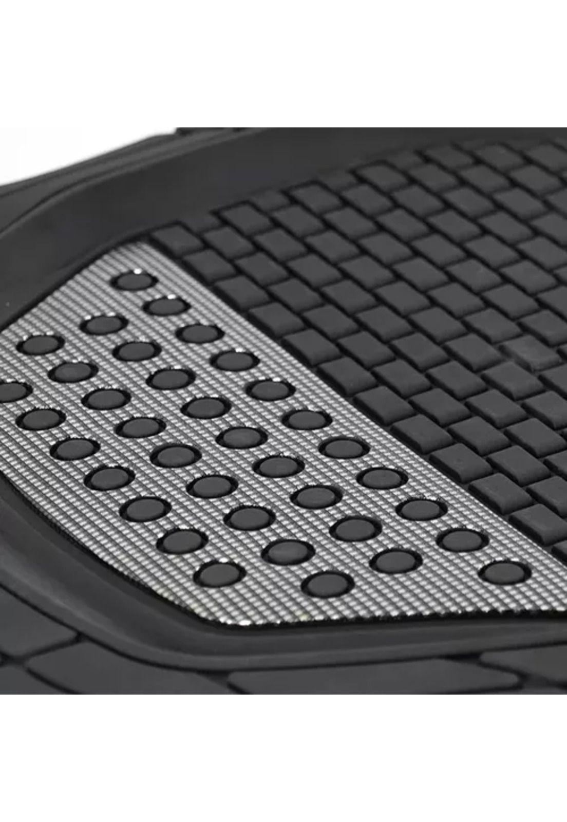 Alfombra de goma cubre piso para auto, universal, set de 4 piezas, color negro-4