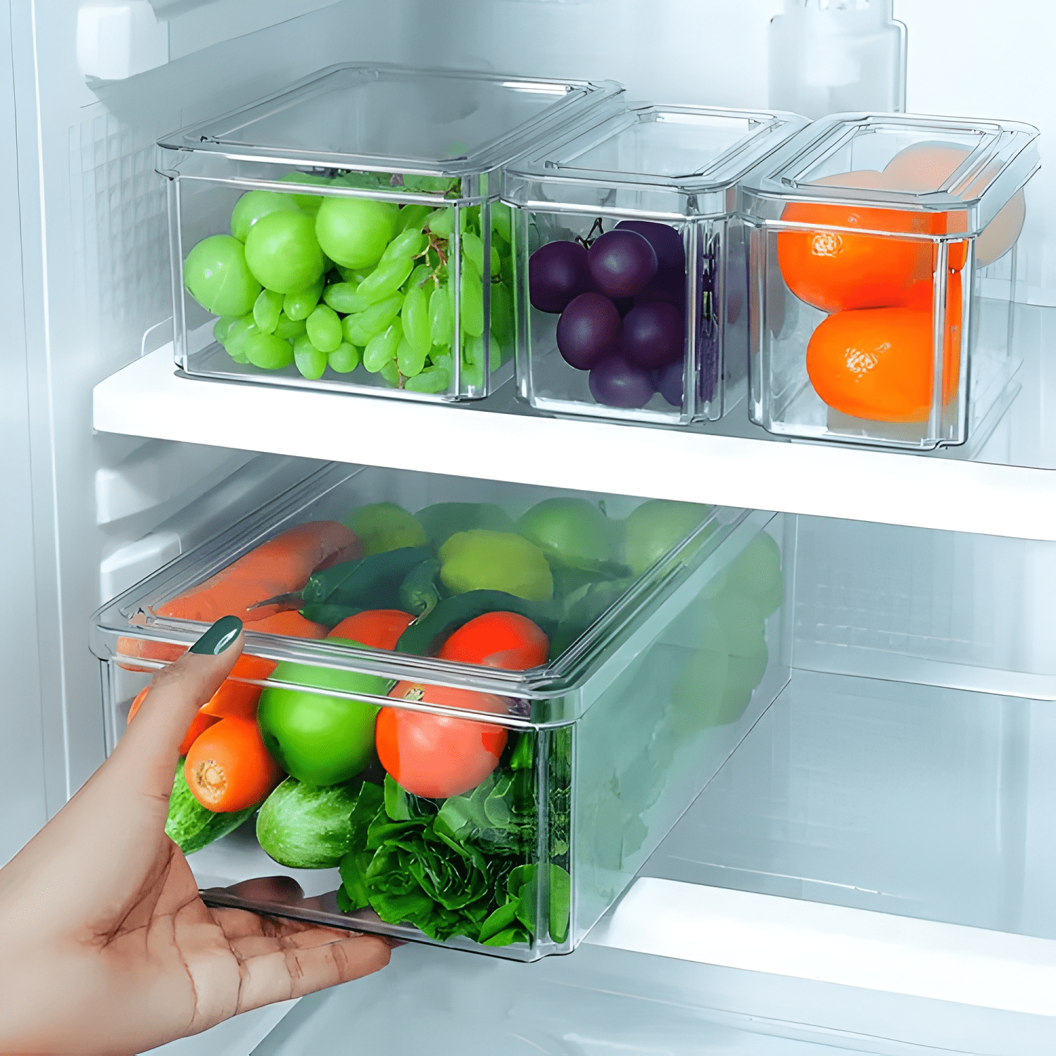 Organizador refrigerador set 4 contenedores con tapa-2